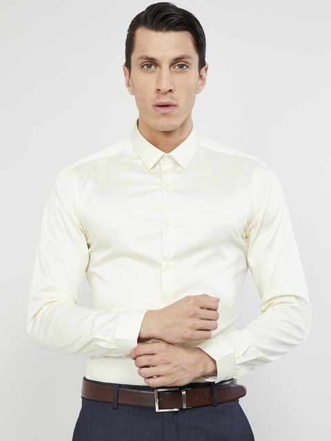 max Men Yellow Slim Fit Solid Party Shirt