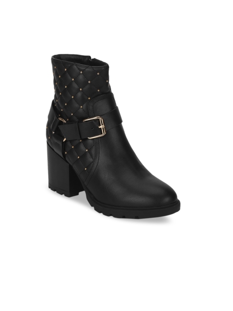 Truffle Collection Women Black Solid Heeled Boots