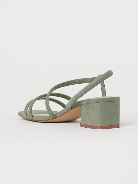 H&M Women Green Solid Sandals