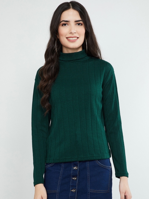 max Women Green Striped Top