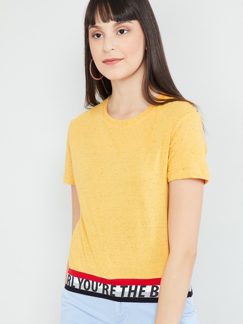 max Women Yellow Solid Top