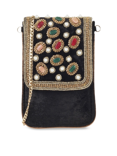 Metro Black Embellished Sling Bag