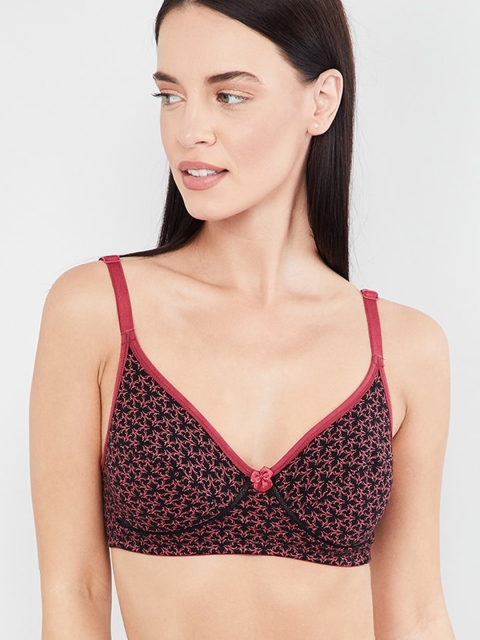 max Maroon & Black Printed Non-Wired Non Padded T-shirt Bra SU19SCB02CRED