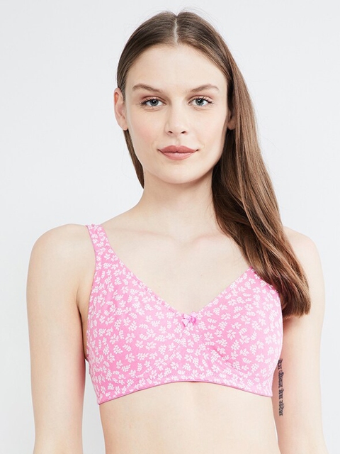 max Pink Floral Printed Non-Wired Non Padded T-shirt Bra