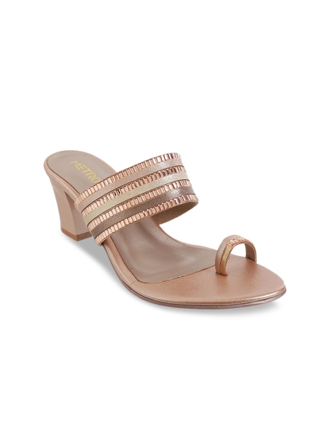 Metro Women Gold-Toned Embellished Heels