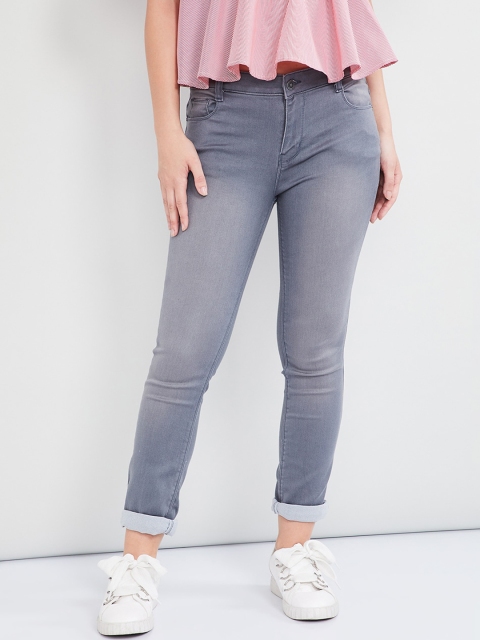 max Women Grey Slim Fit Mid-Rise Clean Look Stretchable Jeans