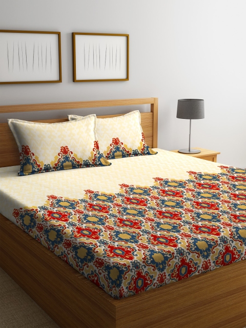 Trident Cream-Coloured & Red Floral 144 TC Cotton 1 Queen Bedsheet with 2 Pillow Covers
Trident Cream-Coloured & Red Floral 144 TC Cotton 1 Queen Bedsheet with 2 Pillow Covers