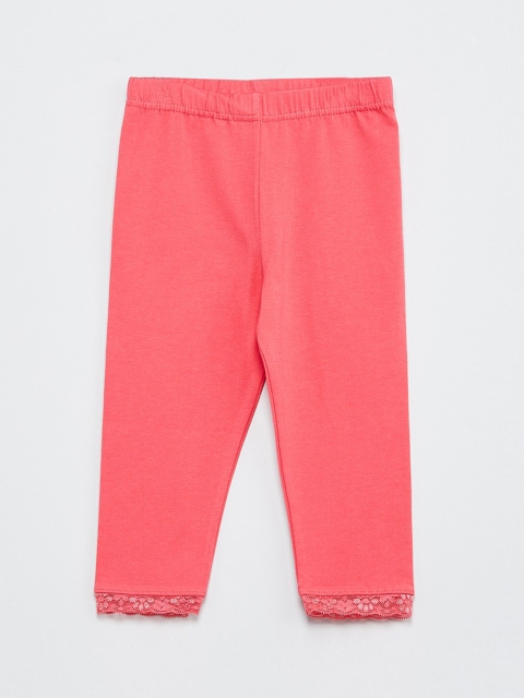 max Girls Pink Solid Ankle-Length Leggings