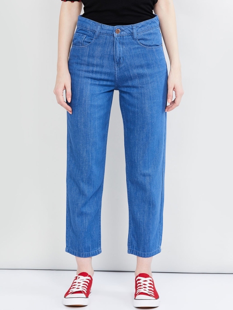 max Women Blue Relaxed Fit Mid-Rise Clean Look Jeans