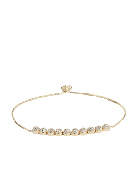 shaze Gold-Toned & Rhodium-Plated Wraparound CZ Studded Bracelet