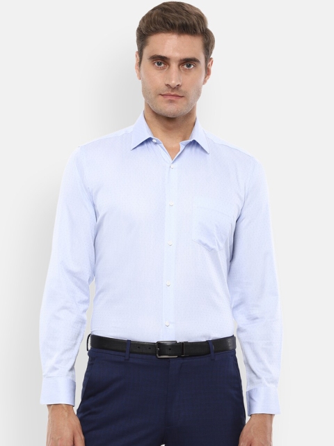 Van Heusen Men Blue Slim Fit Self Design Formal Shirt