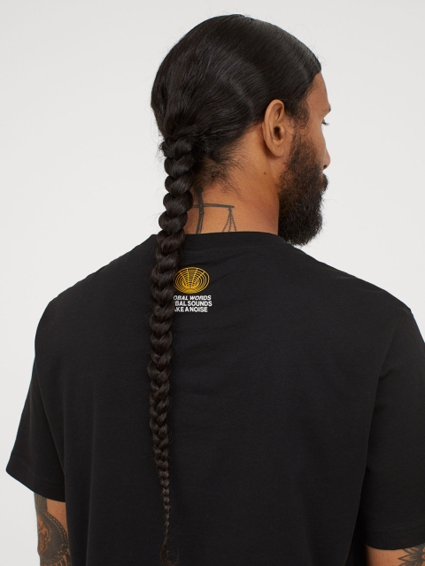H&M Men Black Cotton T-shirt