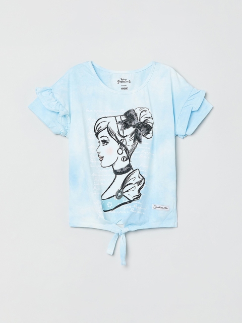 max Girls Blue Printed Top