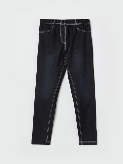 max Girls Black Solid Jeggings