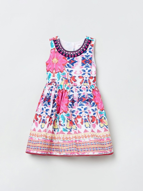 max Girls Multicoloured Floral Print Fit and Flare Dress, Multi