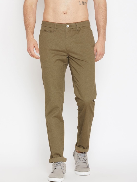 CAMLA Men Khaki Slim Fit Solid Regular Trousers
