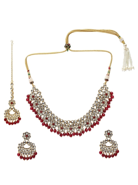 ANIKAS CREATION Gold-Plated White & Maroon Kundan Stone-Studded Beaded Jewellery Set
ANIKAS CREATION Gold-Plated White & Maroon Kundan Stone-Studded Beaded Jewellery Set