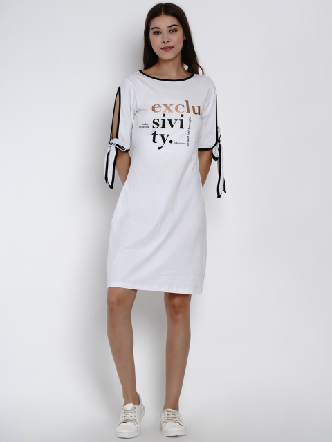 Texco Women White Printed T-shirt Dress