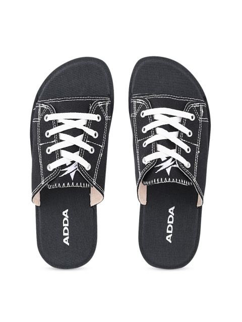 Adda Men Black Solid Sliders
