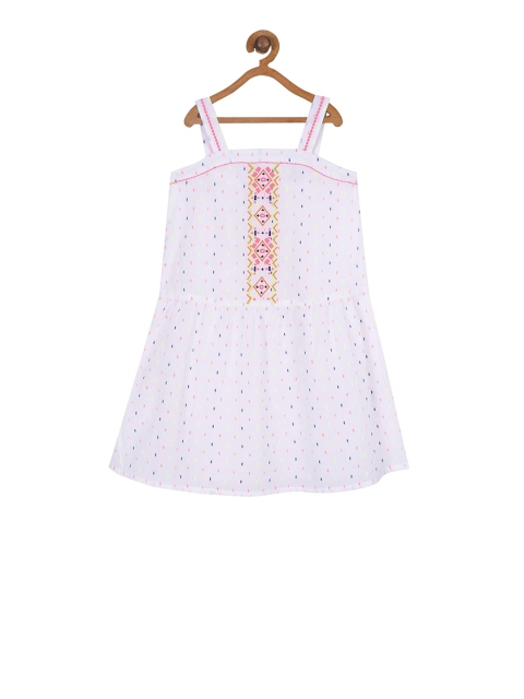 Miyo Girls White Printed A-Line Dress