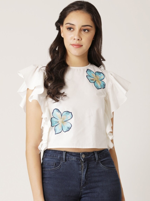 DIVA WALK EXCLUSIVE Women Off-White Solid Top