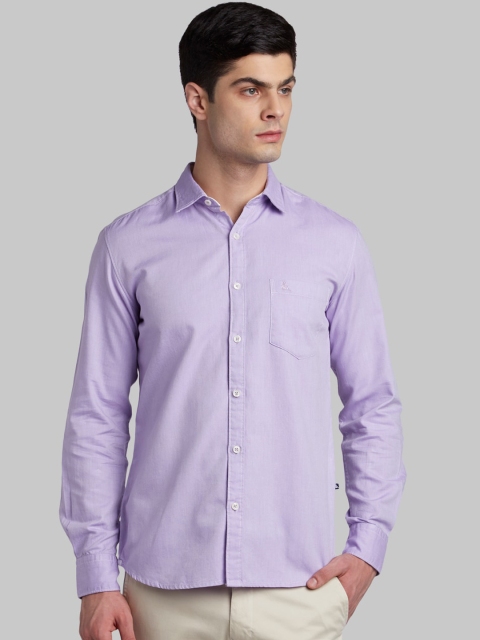Parx Men Lavender Slim Fit Solid Casual Shirt