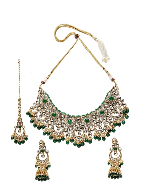 ANIKAS CREATION Gold-Plated White & Green Kundan & Stone-Studded Beaded Handcrafted Jewellery Set
ANIKAS CREATION Gold-Plated White & Green Kundan & Stone-Studded Beaded Handcrafted Jewellery Set