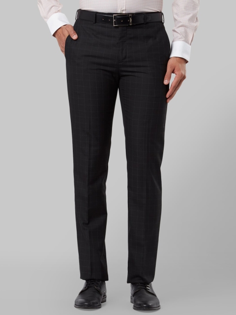 Raymond Men Black Slim Fit Solid Formal Trousers