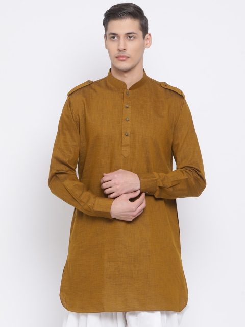 VASTRAMAY Men Brown Solid Pathani Kurta