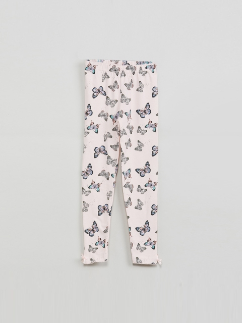 max Girls Pink & Black Printed Ankle-Length Leggings