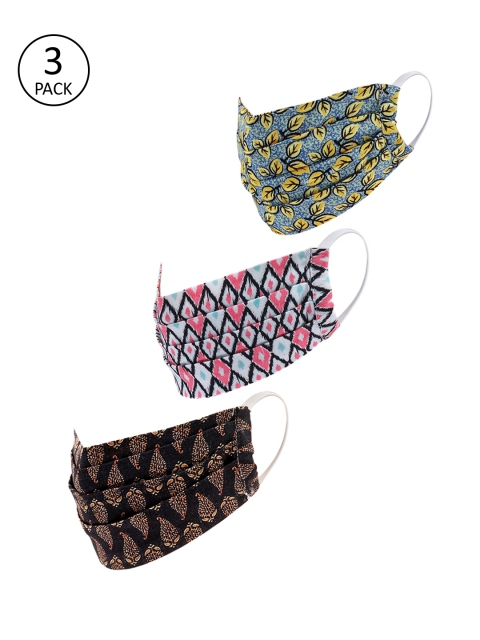 LEGAL BRIBE Women Pack Of 3 Printed 3-Ply Reusable Cloth Masks, Red