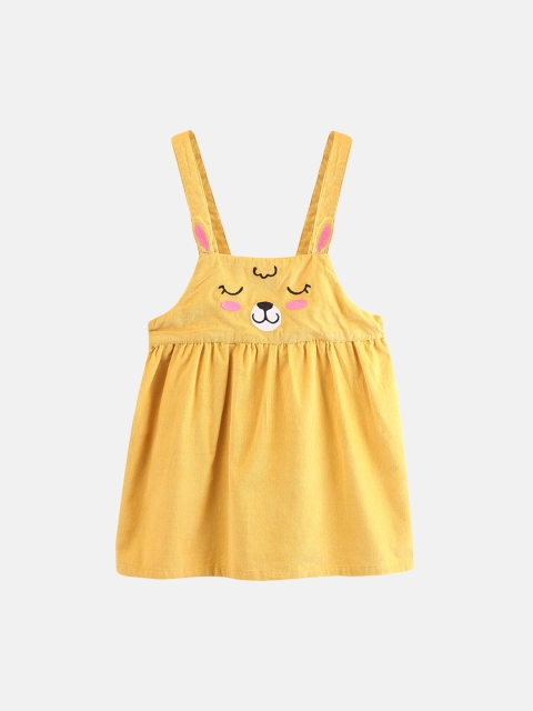 Beebay Girls Yellow Solid Pinafore Dress