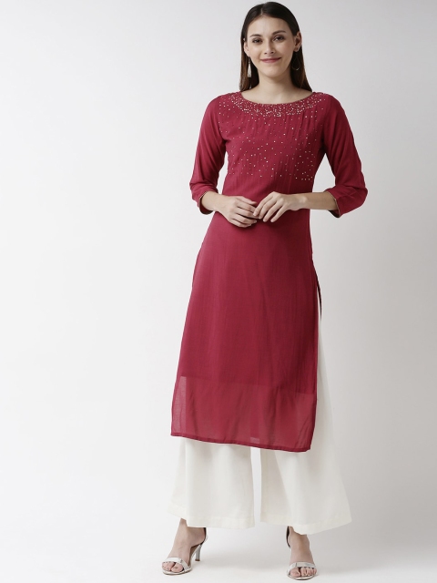 Soch Women Maroon Solid A-Line Kurta