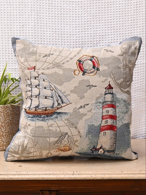 AVI Living Blue & White Set of Single Quirky Square Cushion Covers