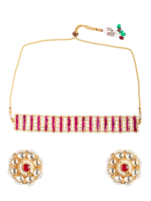 MORKANTH JEWELLERY Gold-Plated & Pink Kundan Handcrafted Choker Jewellery Set
MORKANTH JEWELLERY Gold-Plated & Pink Kundan Handcrafted Choker Jewellery Set