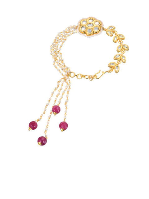 INDYA Women Maroon Gold-Plated Kundan Pearl Bracelet
INDYA Women Maroon Gold-Plated Kundan Pearl Bracelet