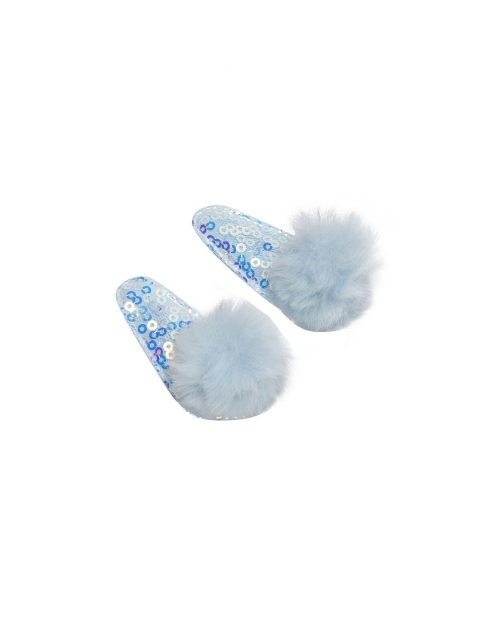 Stoln Set Of 2 Embellished Blue Tic Tac Hair Clips, Turquoise blue