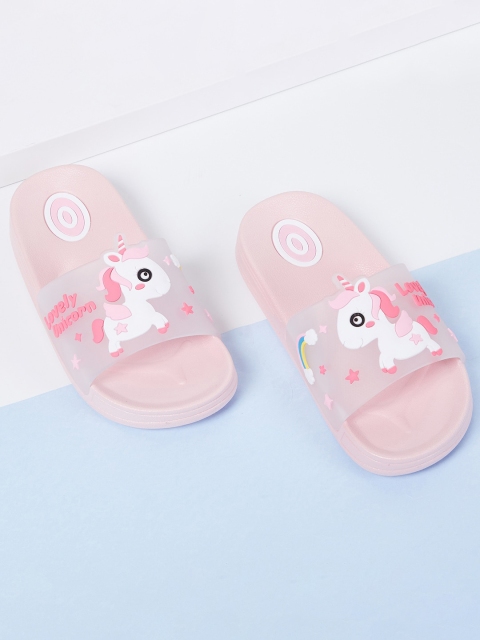 max Girls Pink Printed Sliders