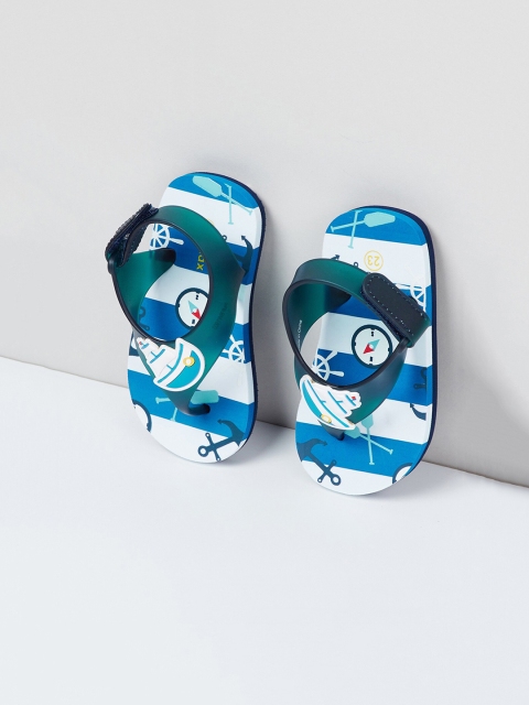 max Boys Blue & White Striped Slingback Thong Flip-Flops