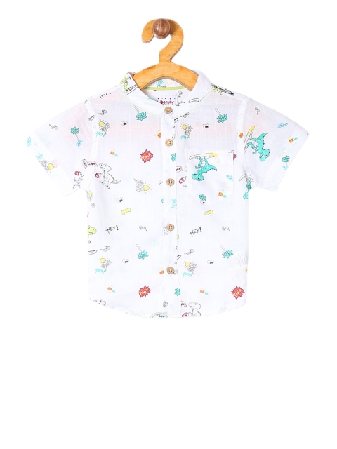 Donuts Boys White Regular Fit Printed Casual Shirt