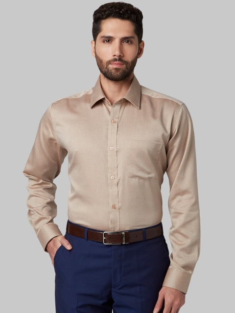 Park Avenue Men Beige Regular Fit Solid Formal Shirt