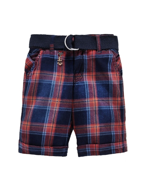 Noddy Boys Navy Blue Checked Regular Fit Regular Shorts