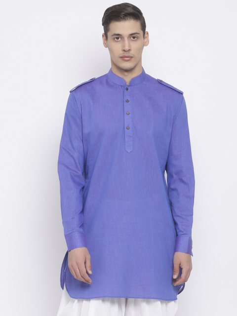 VASTRAMAY Men Purple Solid Straight Kurta