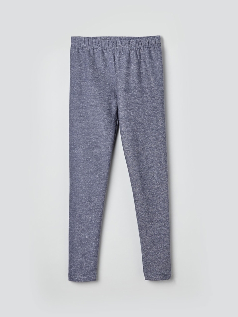 max Girls Blue Self-Design Ankle-Length Leggings