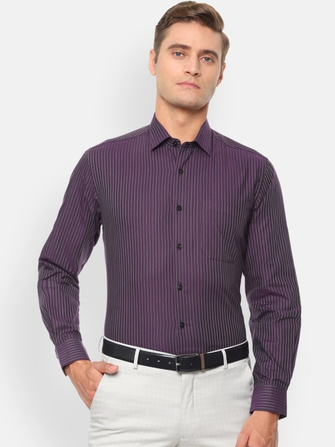 Louis Philippe Men Purple Slim Fit Striped Formal Shirt