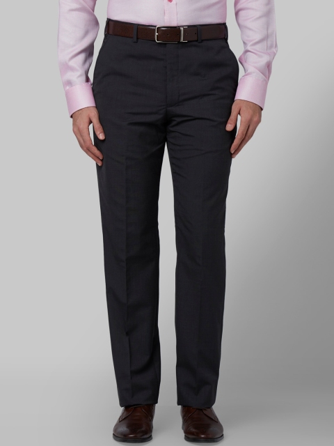 Park Avenue Men Navy Blue Regular Fit Solid Formal Trousers
