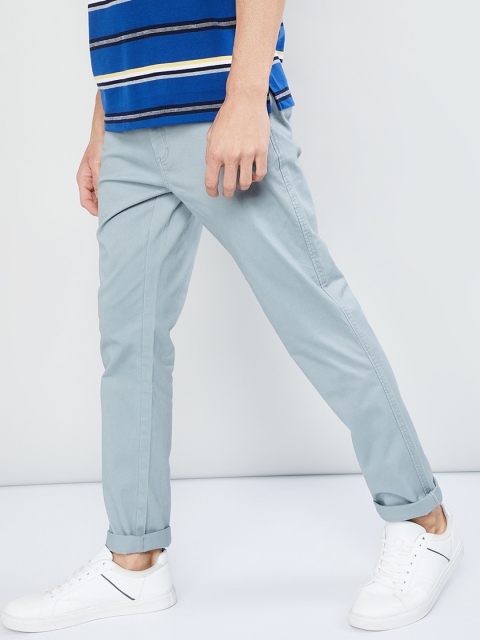 max Men Green Slim Fit Solid Regular Trousers