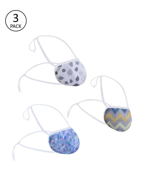 Soie Unisex 3Pcs 8Ply SN 99.9 Face Masks, Blue