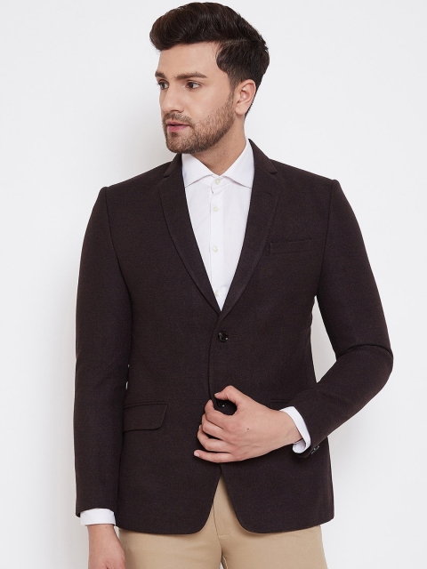 Spirit Men Coffee Brown Solid Tailored Fit Blazer