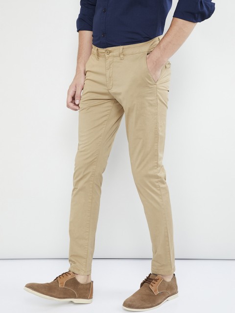 max Men Khaki Regular Fit Solid Chinos